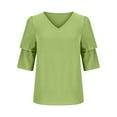 thumbnail image 5 of Patlollav Womens Summer T-Shirts Double Puff Sleeve Blouses Summer Half Sleeve Dot Tops Blouse, 5 of 6