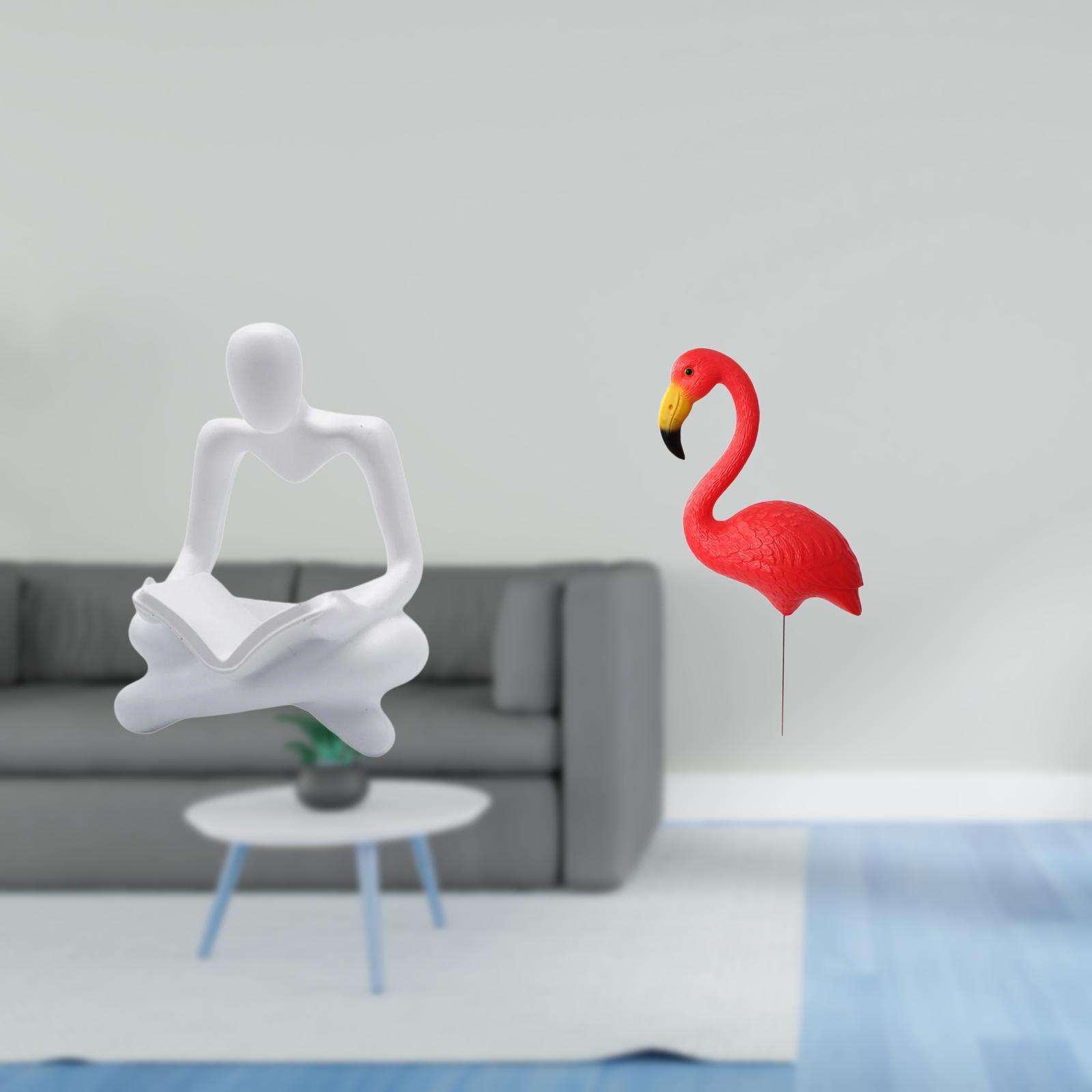 CarpNettore Creative Abstract Bird Thinker Statue Figurine Craft Sculpture for Living Room Decoration Yard Art Ornament Backyard Fairy Garden Accessories Flamingo Garden Stake Holiday Spring