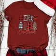thumbnail image 1 of Hauts de Noël en Solde T-Shirt à Manches Courtes Tendance de Noël pour Femmes Blouse Décontractée Imprimée Rouge L, 1 of 1