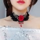 thumbnail image 4 of Collar gótico Lolita de estilo oscuro, collar gargantilla de cadena de clavícula con rosa vintage para mujer, 4 of 5