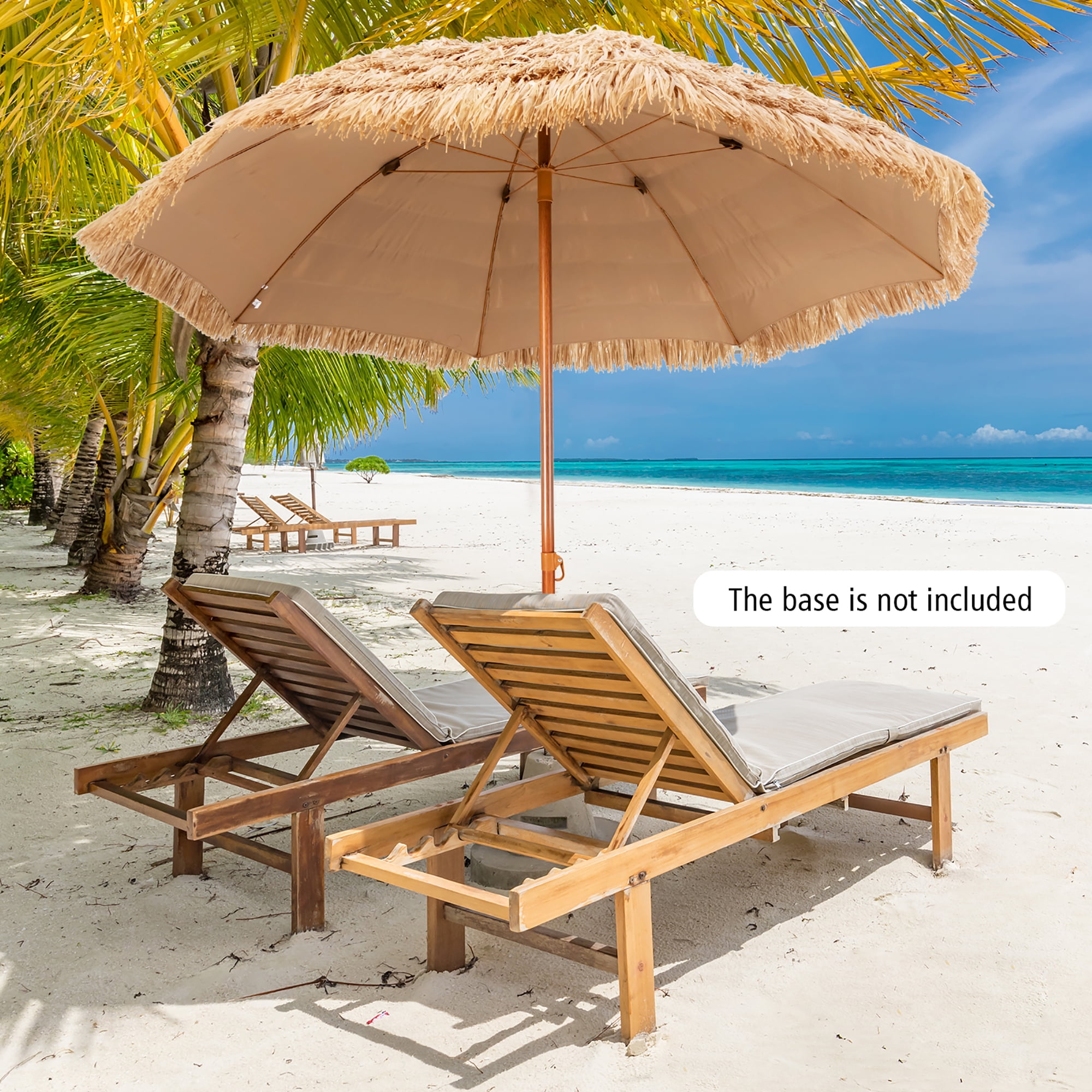Costway 8 FT Patio Thatched Tiki Umbrella 8 Ribs Portable Hawaiian Hula Beach