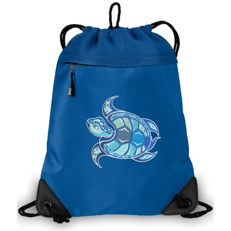 - Sea Turtle Cinch Backpack Turtle Drawstring Bag String Pack Mesh & Microfiber - Two Sections