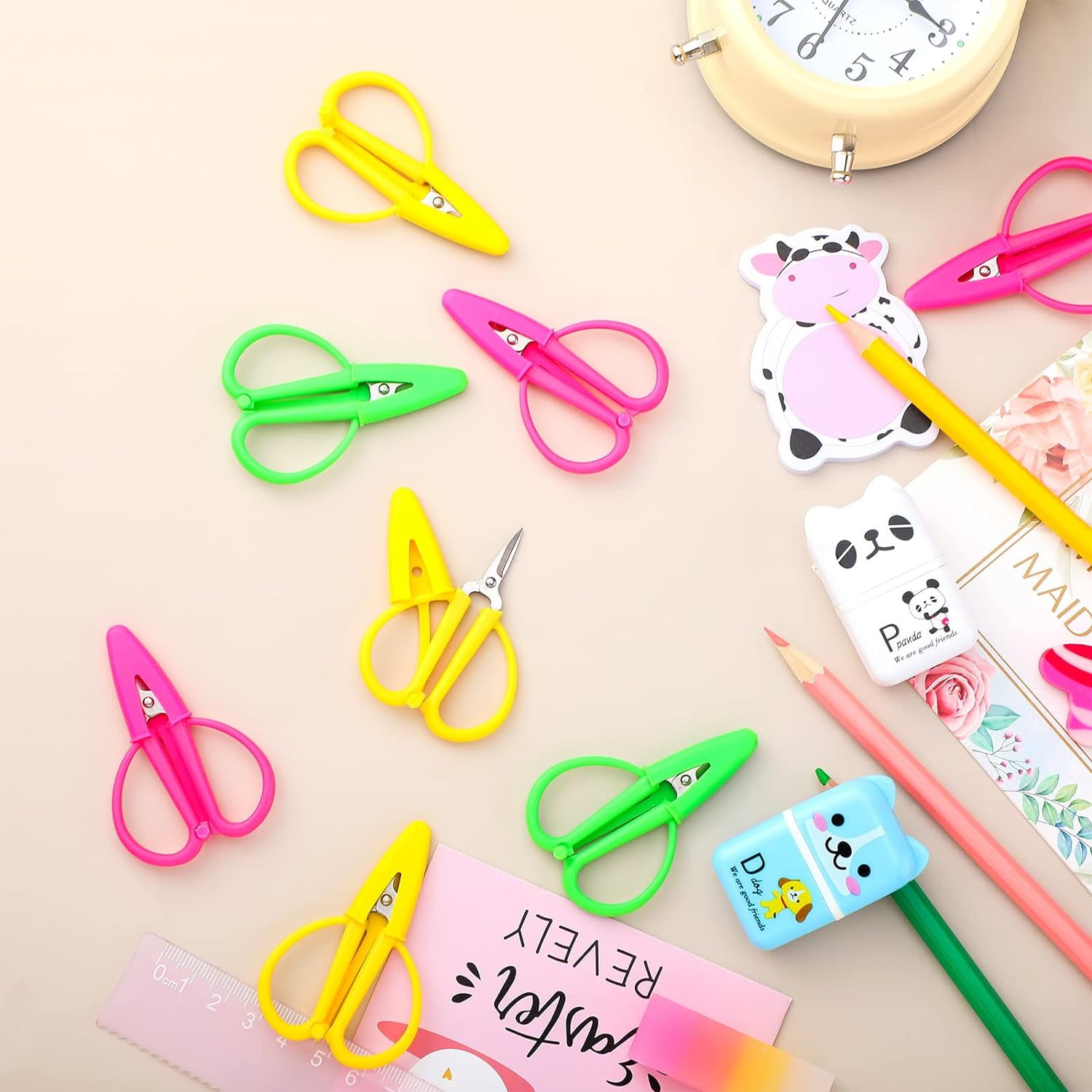 ABCISI 18 Pcs Small All Purpose Scissors, Colorful Stainless Steel Sharp Mini Craft Scissors Bulk with Protective Cover for Embroidery, Paper Cutting, Sewing, Knitting, Crafting, 2.56 x 1.65 Inch