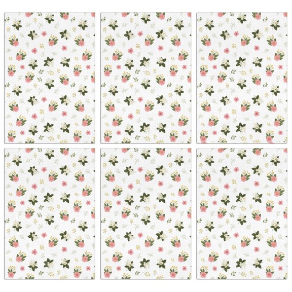 2 Pcs Pioneer Flower Floral Print Pattern Kitchen Towels, Funny Microfiber Dish Towel Set, 18" X 26" Tea Towels