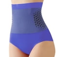 thumbnail image 4 of VISALY Women High Waisted Tummy Control Panties Full Coverage Compression Briefs Women's Breathable Compression Briefs Thigh Slimmer Stretchy Compression Tummy Control Underwear Blue M, 4 of 5