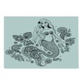 thumbnail image 2 of Mermaid Cutting Board, Woman Ornate Paisley Leaf Folkloric Human Fish Design, Decorative Tempered Glass Cutting and Serving Board, Large Size, Black Grey, by Ambesonne, 2 of 5