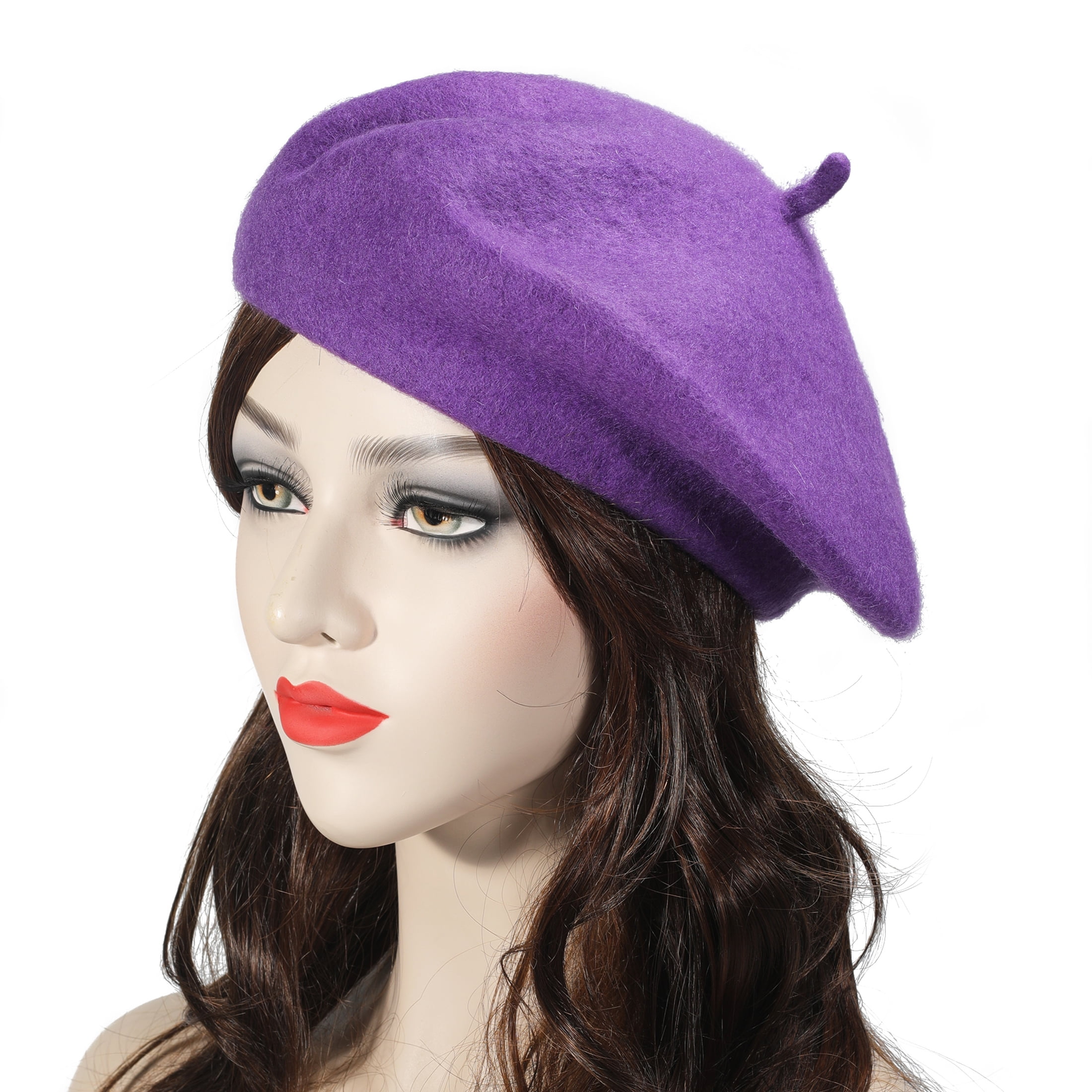 DLAPL Wool Beret Hat for Women Solid Color Classic French 