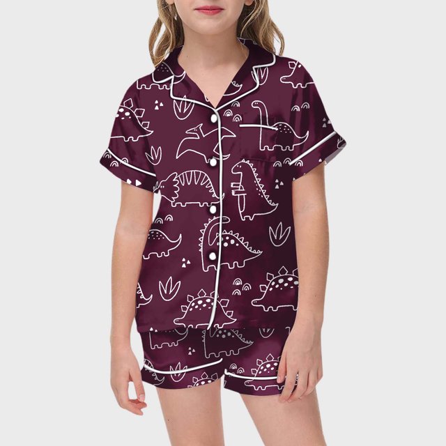 Pyjama en Satin pour Garçon, Ensembles de Pyjama à Colorier DIY pour Filles, Ensemble de Pyjama à Boutons pour Filles, Ensemble de Pyjama Décontracté pour Filles, Pyjama pour Garçons 4T 5T