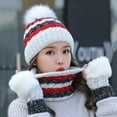 thumbnail image 3 of Women's Winter 3 Piece Cable Knit Beanie Hat Gloves & Scarf Set, 3 of 8