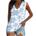 thumbnail image 1 of Camiseta holgada sin mangas con cuello redondo y estampado de flores informales de verano para mujer Pompotops lopia994500, 1 of 5