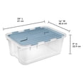 thumbnail image 2 of Sterilite 40 Qt Hinged Lid Storage Box, Plastic Container, Washed Blue, 18 Pack, 2 of 9