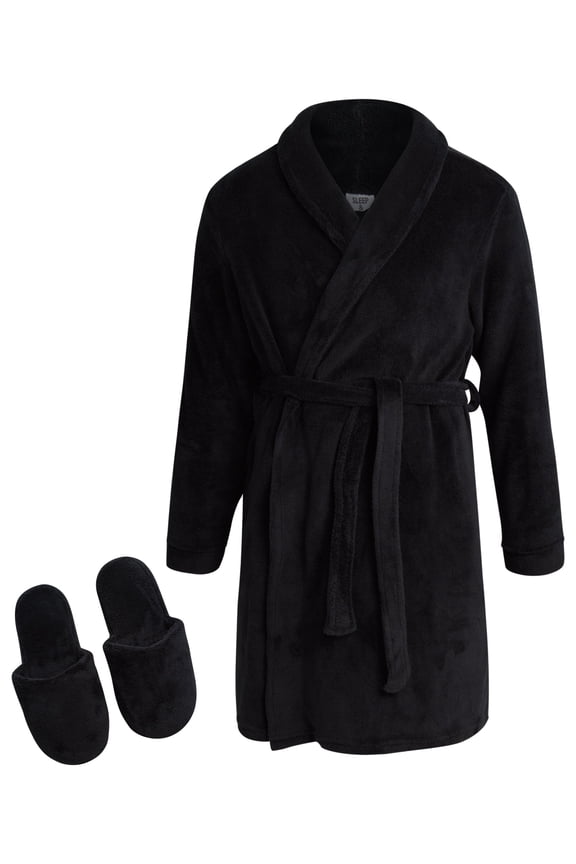 Girls Bathrobe Set - Soft Plush Fleece Bathrobe with Matching Slippers for Girls
