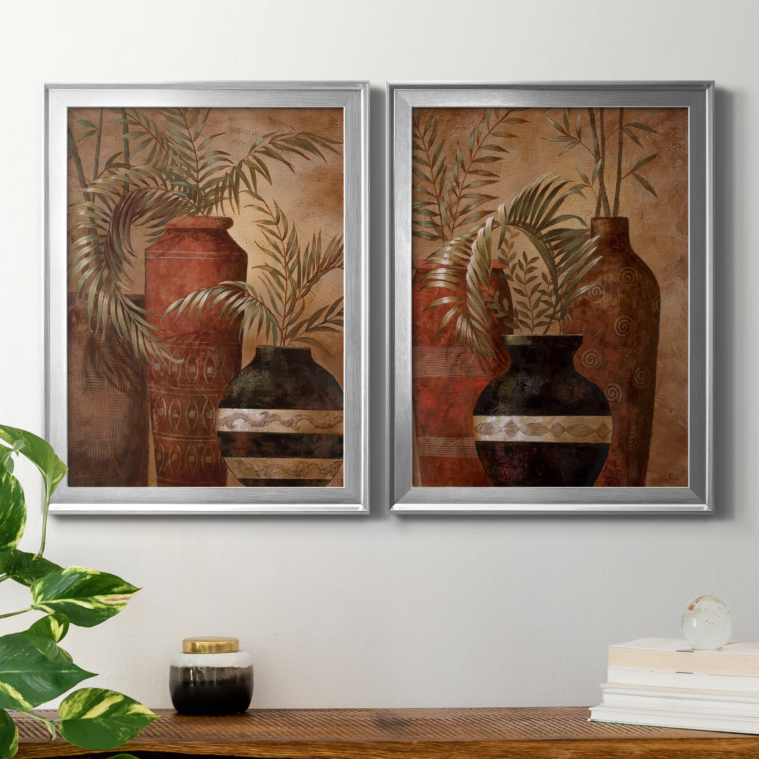 2 Piece Set Exotic Vacation I Premium Framed Canvas - Ready to Hang - 18.5 x 24.5 Each - Silver Frame