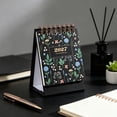 thumbnail image 4 of 2027 Desk Calendar Small Standing 4.72inx2.99in Floral Cover Monthly Desktop Planner, Office Home Decor, Black, 4 of 6
