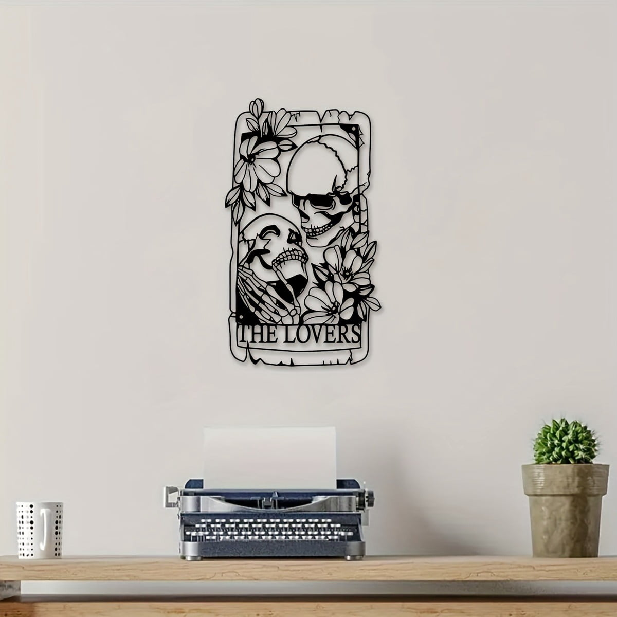 Metal Gothic Style Skull Couple Wall Art Mural For Indoor, Outdoor, Home, Courtyard, Balcony Decoration
