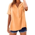 thumbnail image 5 of GZWYHT Button Down Shirts For Women，Casual Tops For Women Peasant Blouse Gauze Shirt Linen Button Down Shirt Women Linen Shirts For Women Linen Blend Tops Blouse Tops Orange S, 5 of 9