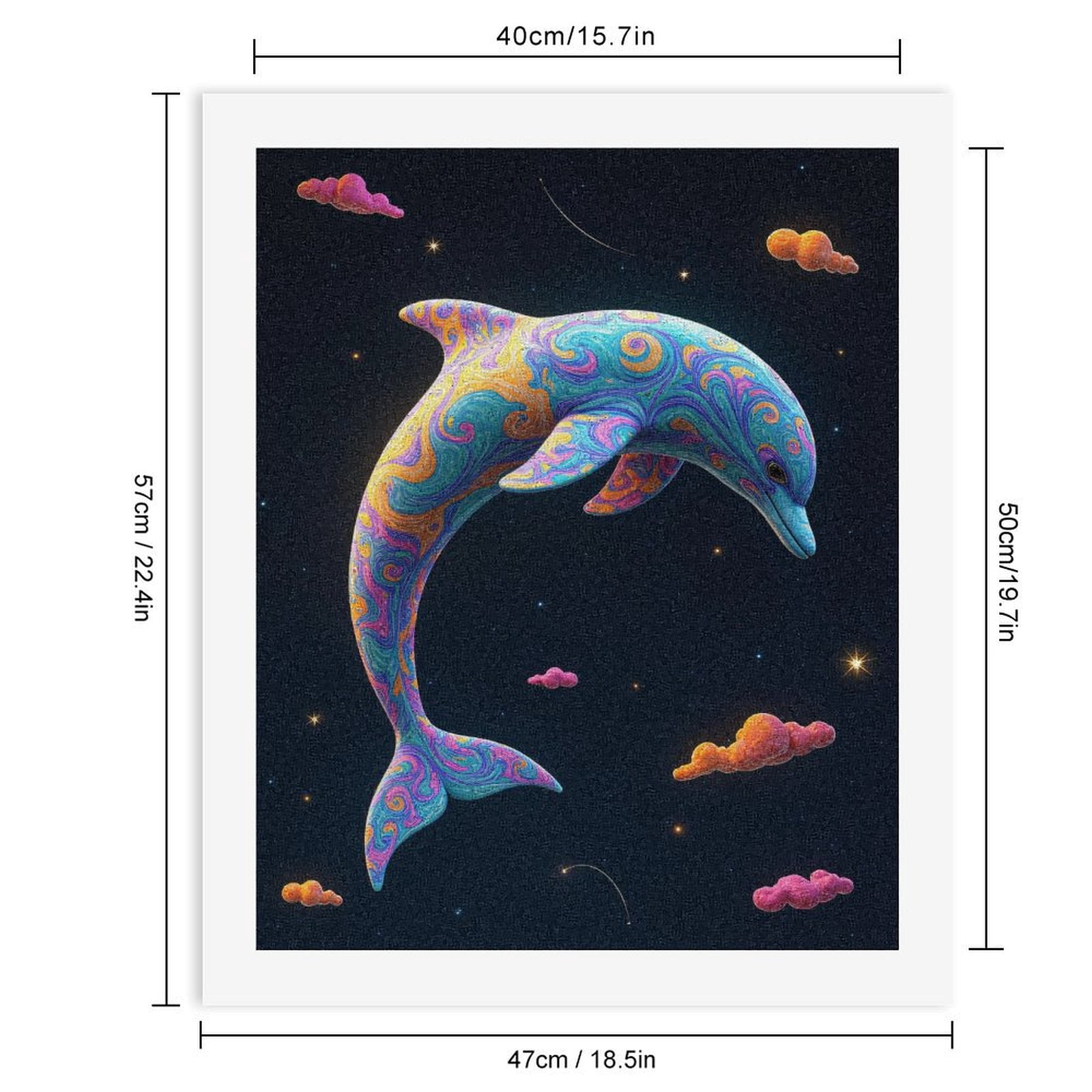 Paint By Numbers Kit for Adults Beginner - DIY Colorful Swirling Dolphin Sky Art Canvas Painting Kits for Adults, Frameless Paint By Number for Adults for Home Wall Decor 16x20 Inch