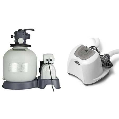 Saltwater System - Intex Krystal Clear 3000 GPH Sand Filter Pool Pump w/ 15000 Gal Saltwater System