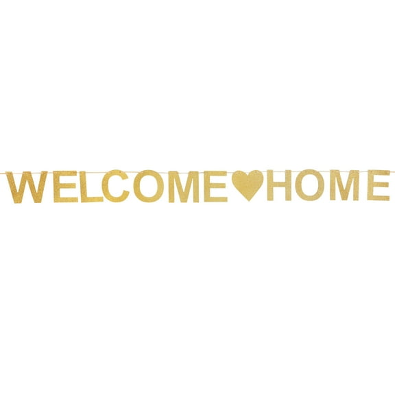 HONMEET 1 Set Welcome Home Banner Golden Rectangular Paper Fiber Decoration For Indoor And Outdoor Party Organizers