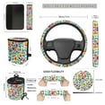 thumbnail image 3 of Jeiento Boho Floral Car Accessories Set Includes Car Seat Cover Set Steering Wheel Cover 2 Car Seat Belt Car Trash Bag Car Vent Storage Box Auto Car Mirror Cover Coasters Car Keychain, 3 of 7