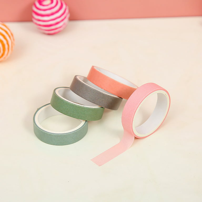 Xinyux 5 Rolls/Set Tape Stylish Bright-colored Washi Exquisite Wide Application Scrapbooking Tape for Handicraft, 11