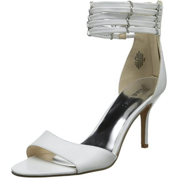 Nine West Women's Ghadess Dress Sandal,White Leather,8 M US New