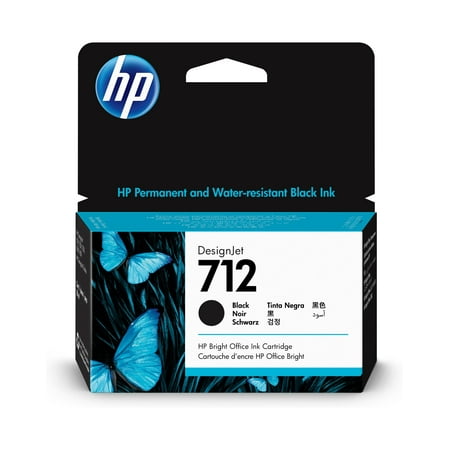 HP 712 38-ml Black DesignJet Ink Cartridge, 3ED70A