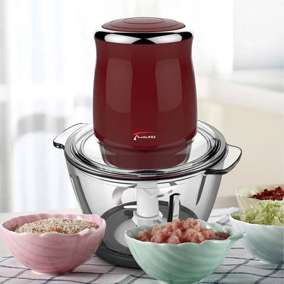 Eurhowing Electric Meat Grinder & Vegetable Chopper, 500W Food Processor with 1L Glass Bowl, Food Chopper for Meat, Onion, Garlic, Nuts, Baby Food, Red