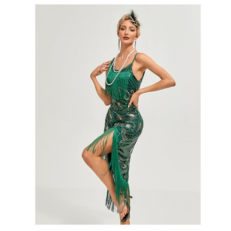 light green flapper dress 1920s-inspired flapper dress in green with drape and bow main image 1