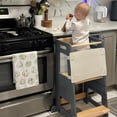 thumbnail image 4 of HARPPA Toddler Tower with Adjustable Height and Anti-Slip Protection, Kids Standing Tower with Safety Rail, Nordi Kids Kitchen Tower with Chalkboard, Gray, 4 of 9