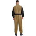 thumbnail image 2 of TiaoBug Men's Overalls Long Sleeve Front Zip Color Block Racing Driver Jumpsuit for Carnival Themed Parties Khaki 3XL, 2 of 5