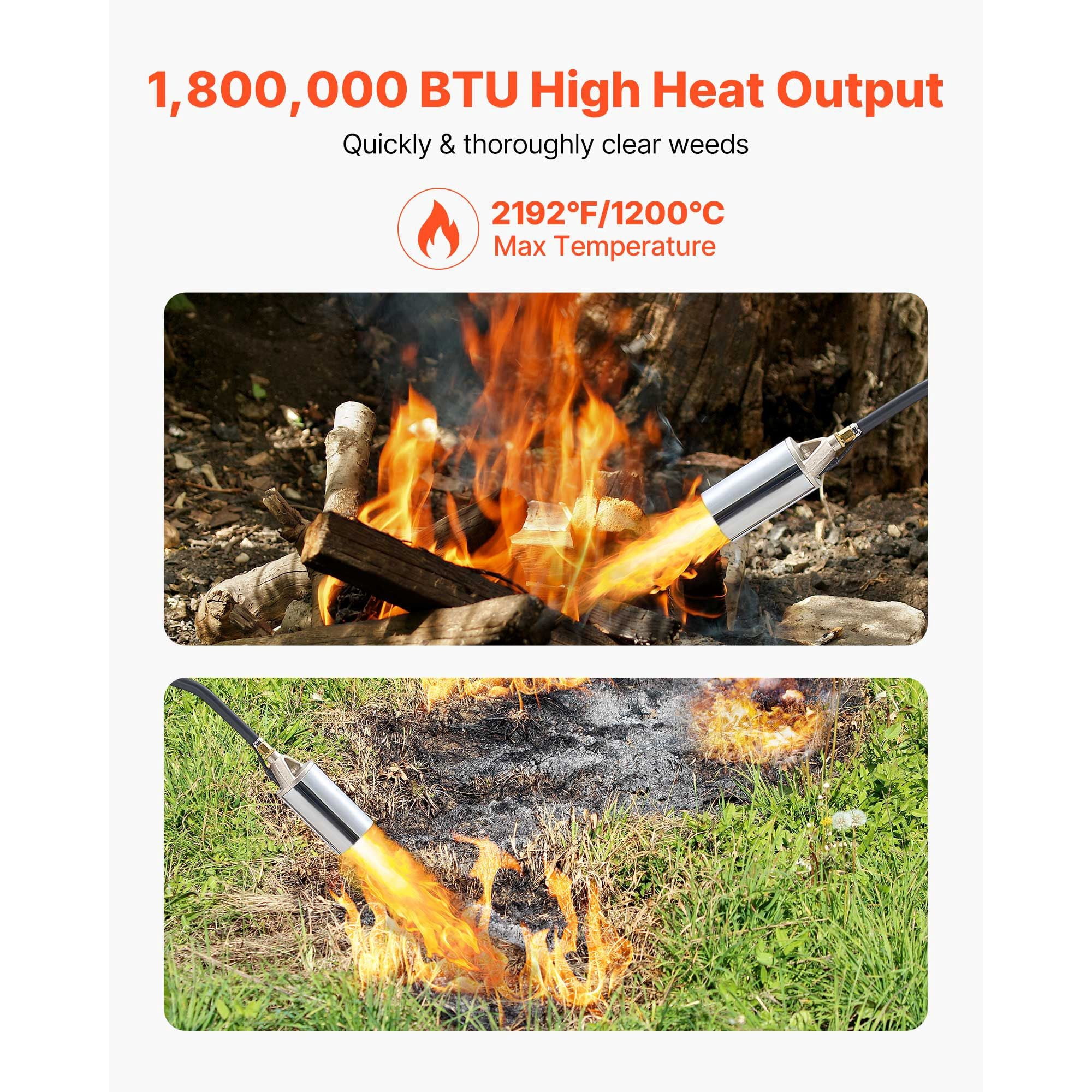 Propane Torch Weed Burner 1,800,000 BTU with 10ft Hose Igniter Adjustable Flame CCSAus Certified for Garden Driveway Farm