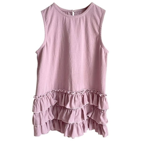 FhsagQ Robes Filles Robes de Noël Taille 6 Robe en Coton et Lin Dentelle Robe Débardeur Robe Sans Manches Robe Princesse Robe Mode Petite Fille pour Enfants Violet 12-24 Mois