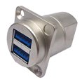 thumbnail image 1 of USB 3.0 Socket, Female To Female Panel Mount Pass Through Adapter Efficient High Speed Transmission Strong Stability Dual USB  for 86 Machine Cabinets Silver Case,Black Case, 1 of 8