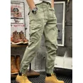 thumbnail image 2 of Pantalones cargo multibolsillos verdes para senderismo al aire libre para hombre, pantalones para hombre, color caqui, con múltiples bolsillos, ropa emo de otoño, más barata, nueva, suelta, 2 of 5