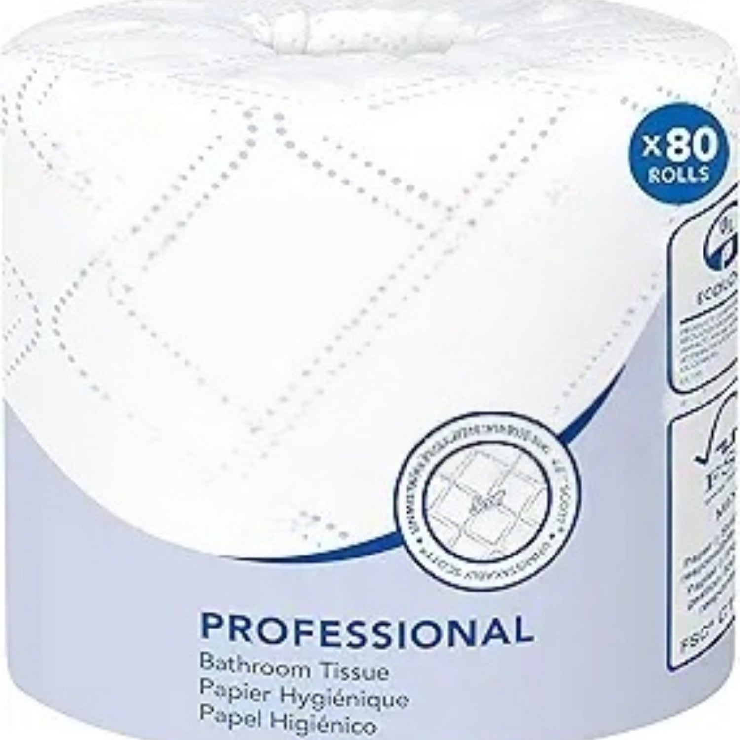 100%  Recycled Fiber Standard Roll Bulk Toilet Paper (13217), 2-Ply, Elevated Design, White, Individually Wrapped (80 Rolls of 473 Sheets, 37,840 Sheet Total)