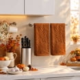 thumbnail image 6 of Sm:)e 2PC Dahlia three Dimensional Floral Jacquard Towel 13x30 Inches, 100% Cotton Quick-Dry High Absorbency Luxury Bath Towel, Camel, 6 of 8