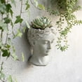 thumbnail image 3 of Mayrich 6 inch Weathered Gray Greek Lady Statue Wall Mount Cement Head Planter, 3 of 7