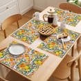 thumbnail image 5 of Oranges Lemons Flower Placemats Set of 12, Country Farm Watercolor Fruit Floral Leaf Non-Slip Place Mats Washable Table Mats for Kitchen Dining Table Decorations Indoor/Outdoor, 5 of 9