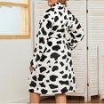 thumbnail image 5 of ZZwxWA Womens Plus Size Fleece Robe, Soft Plush Bathrobe for Women, Cute Cow Print Midi Sleepwear Housecoat Winter Loungewear, 5 of 7