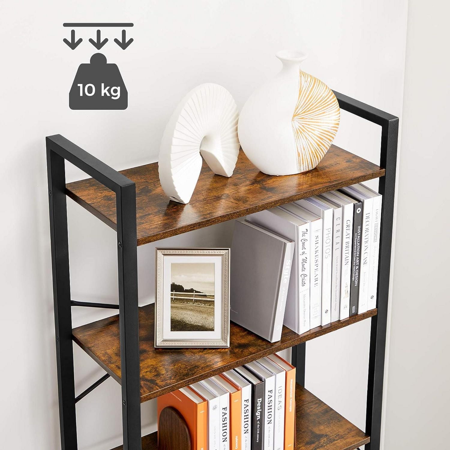 Boutique Home 6-Tier Bookcase Storage Shelf Steel Frame Ideal for Living Room Study Office Hallway