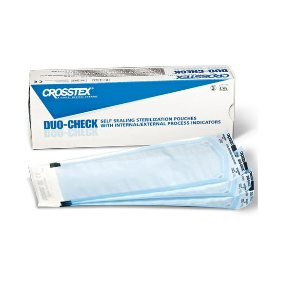 Duo-Check Sterilization Pouch Transparent Blue White 5.25 x 10" Self Seal 200 Ct
