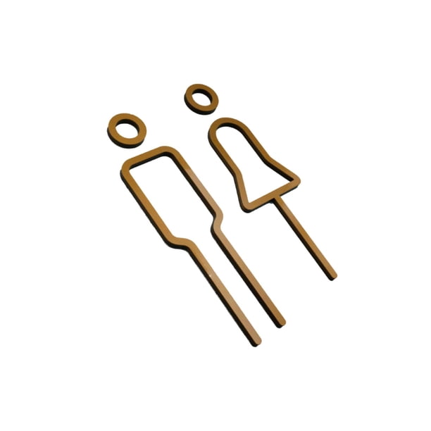 Hombres Mujeres Letrero de baño Letrero de puerta de baño Calcomanías Indicador Placa Baño Decoración Baño 3D WC Pegatinas para centro comercial Bar oro Soledad Letrero para puerta de baño