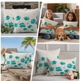 thumbnail image 5 of Turquoise Flowers Outdoor Waterproof Pillow Covers, Spring Retro Watercolor Botanical Floral Decorative Square Throw Pillowcase Sofa Cushion Sham for Patio/Couch/Chair, 20"x20" 2 Pack, 5 of 8