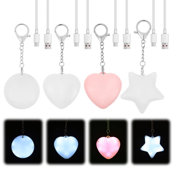 Ikoopy 4Pcs Purse Glow Light Handbag Lights Bag Lights for Handbag Sensor Touch Activated Purse LED Lamp Heart Star and Round Shape for Women Lady Girl