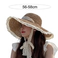 thumbnail image 5 of Eoperou Lace Trim Tied Up Round Dome Sun Hat Women Big Brim Floppy Straw Hat Fashion Accessories, 5 of 7