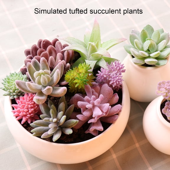 KGJQ Mini Artificial Succulents Realistic Fake Small Cactus Plants Colorful Faux Flocked Unpotted Plants for Garden Flower Pot Kitchen Home Decor