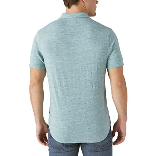 Lucky Brand Men's Short Sleeve Linen Button Up Shirt, Sagebrush Green,  Medium