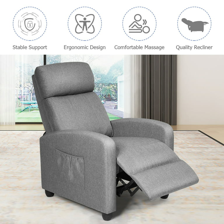 Vineego Massage Sofa Chair,Adjustable Fabric Recliner Home Theater Seating  with Padded Backrest and Thick Seat Cushion ,Gray 