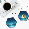 thumbnail image 4 of Vsdgher Night Sky Beach Scene Leather Coasters for Drinks, Durable Drink Coasters 4 Set for Tabletop Protection, Luxurious Home Décor and Housewarming Gift-Hexagon, 4 of 6